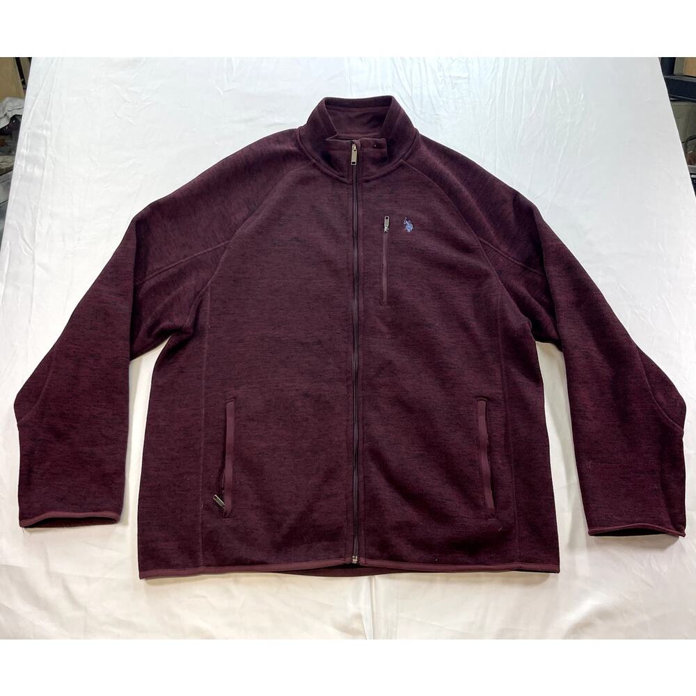 Men US Polo ASSN Pony Fleece Zip-Down Sweatshirt Knit Jacket Tall Sz 2XL